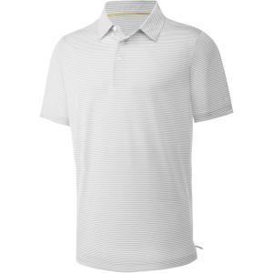 imageMens Golf Polo Shirt Moisture Wicking Dry Fit Performance Athletic Short Sleeve Striped Golf Shirts for MenGrey White Stripe