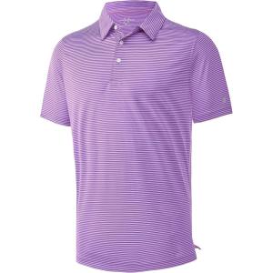 imageMens Golf Polo Shirt Moisture Wicking Dry Fit Performance Athletic Short Sleeve Striped Golf Shirts for MenLilac Stripe