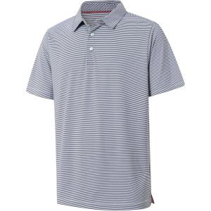 imageMens Golf Polo Shirt Moisture Wicking Dry Fit Performance Athletic Short Sleeve Striped Golf Shirts for MenNavy Stripe