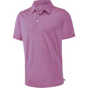 imageMens Golf Polo Shirt Moisture Wicking Dry Fit Performance Athletic Short Sleeve Striped Golf Shirts for MenPink Blue Stripe