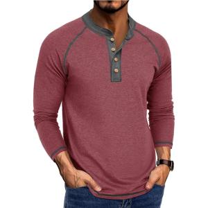imageMens Long Sleeve Henley Shirts Casual Button TShirt Classic Cotton Lightweight Tees Stylish Pullover TopsWinered
