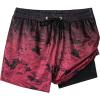 imageFT FENTENG Boys Swim Trunks with Compression Liner Boys Stretch Swim Shorts Quick Dry 2 in 1 Beach Shorts 417 YGradient Red Leaf