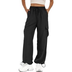 imageLzzidou Womens Hiking Pants Lightweight Waterproof Quick Dry Cargo Pants with 4 Pockets Travel Outdoor ClothesBlack