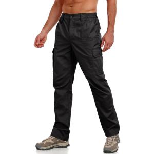 imageLzzidou Mens Tactical Cargo Pants Ripstop Lightweight Work Pants Water Resistant Outdoor Hiking Pants with Multi PocketsBlack