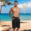 image:imageMens Swim Trunks 9 Board Shorts with Compression Liner Swimsuit Builtin Bathing Suit Quick Dry Swimwear Zipper PocketBlack