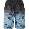 image:imageMens Swim Trunks 9 Board Shorts with Compression Liner Swimsuit Builtin Bathing Suit Quick Dry Swimwear Zipper PocketGradient Dark Green Leaves