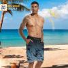 image:imageMens Swim Trunks 9 Board Shorts with Compression Liner Swimsuit Builtin Bathing Suit Quick Dry Swimwear Zipper PocketGradient Dark Green Leaves