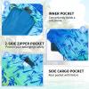 image:imageMens Swim Trunks 9 Board Shorts with Compression Liner Swimsuit Builtin Bathing Suit Quick Dry Swimwear Zipper PocketGradient Palm Tree