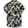 image:imageLzzidou Mens Hawaiian Shirt Short Sleeve Button Down Beach ShirtsBlack White Flower