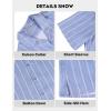 image:imageLzzidou Mens Cuban Collar Shirt Short Sleeve Button Down  Textured Jacquard Cotton Blend Summer Resort TopBlue Daimond With White Stripe