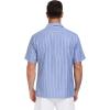 image:imageLzzidou Mens Cuban Collar Shirt Short Sleeve Button Down  Textured Jacquard Cotton Blend Summer Resort TopBlue Daimond With White Stripe