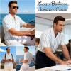 image:imageLzzidou Mens Cuban Collar Shirt Short Sleeve Button Down  Textured Jacquard Cotton Blend Summer Resort TopWhite Daimond With Blue Stripe