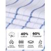 image:imageLzzidou Mens Cuban Collar Shirt Short Sleeve Button Down  Textured Jacquard Cotton Blend Summer Resort TopWhite Daimond With Blue Stripe