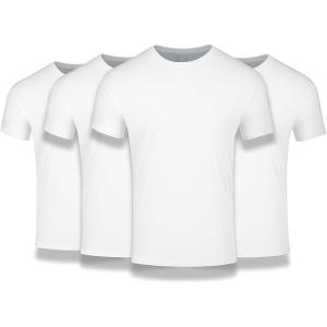 image:imageFresh Clean Threads Mens Crew Neck TShirts  Short Sleeve Fitted Style Soft CottonPoly Blend TagFree ComfortWhite 4 Pack