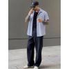 image:imageLzzidou Mens Casual Striped Shirt Summer Short Sleeve Button Up Shirts with a Chest PocketLight Sky Blue