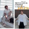 image:imageLzzidou Mens Casual Striped Shirt Summer Short Sleeve Button Up Shirts with a Chest PocketWhite