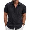 image:imageLzzidou Mens Casual Striped Shirt Summer Short Sleeve Button Up Shirts with a Chest PocketBlack