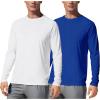 image:imageMens UPF 50 Long Sleeve Tee Shirts UV Sun Protection Quick Dry Tee Shirt Swim Athletic Running WorkoutZ2 White  Royal Blue