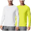 image:imageMens UPF 50 Long Sleeve Tee Shirts UV Sun Protection Quick Dry Tee Shirt Swim Athletic Running WorkoutZ2 White  Safety Yellow