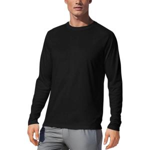 image:imageMens UPF 50 Long Sleeve Tee Shirts UV Sun Protection Quick Dry Tee Shirt Swim Athletic Running WorkoutBlack