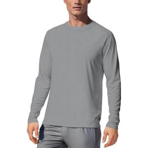 image:imageMens UPF 50 Long Sleeve Tee Shirts UV Sun Protection Quick Dry Tee Shirt Swim Athletic Running WorkoutGray