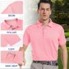 image:imageMens Golf Shirt Short Sleeve Moisture Wicking Dry Fit Performance Solid Casual Pique Collared Golf Polo Shirts for MenPink