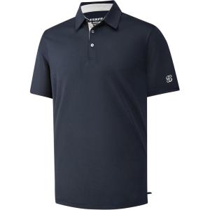 image:imageMens Golf Shirt Short Sleeve Moisture Wicking Dry Fit Performance Solid Casual Pique Collared Golf Polo Shirts for MenNavy