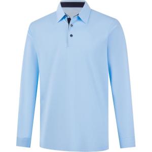 image:imageMens Golf Shirt Short Sleeve Moisture Wicking Dry Fit Performance Solid Casual Pique Collared Golf Polo Shirts for MenSkybluelong
