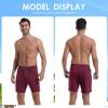 image:imageFT FENTENG Mens Swim Trunks with Compression Liner 7 Board Shorts with Zipper Pockets 2 in 1 Quick Dry Bathing SuitsBurgundycoffee Brown