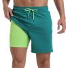 image:imageFT FENTENG Mens Swim Trunks with Compression Liner 7 Board Shorts with Zipper Pockets 2 in 1 Quick Dry Bathing SuitsTurquoisegreen