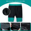 image:imageFT FENTENG Mens Swim Trunks with Compression Liner 9 Board Shorts 2 in 1 Quick Dry Bathing Suits with Zipper PocketsCyanc