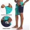image:imageFT FENTENG Mens Swim Trunks with Compression Liner 9 Board Shorts 2 in 1 Quick Dry Bathing Suits with Zipper PocketsCyanc