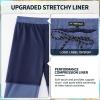 image:imageFT FENTENG Mens Swim Trunks with Compression Liner 9 Board Shorts 2 in 1 Quick Dry Bathing Suits with Zipper PocketsGrey Bluec