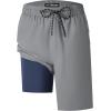image:imageFT FENTENG Mens Swim Trunks with Compression Liner 9 Board Shorts 2 in 1 Quick Dry Bathing Suits with Zipper PocketsGreyc