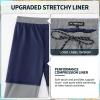image:imageFT FENTENG Mens Swim Trunks with Compression Liner 9 Board Shorts 2 in 1 Quick Dry Bathing Suits with Zipper PocketsGreyc