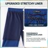 image:imageFT FENTENG Mens Swim Trunks with Compression Liner 9 Board Shorts 2 in 1 Quick Dry Bathing Suits with Zipper PocketsNavy Bluec