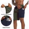 image:imageFT FENTENG Mens Swim Trunks with Compression Liner 9 Board Shorts 2 in 1 Quick Dry Bathing Suits with Zipper PocketsOlivec