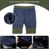 image:imageFT FENTENG Mens Swim Trunks with Compression Liner 9 Board Shorts 2 in 1 Quick Dry Bathing Suits with Zipper PocketsOlivec
