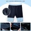 image:imageFT FENTENG Mens Swim Trunks with Compression Liner 9 Board Shorts 2 in 1 Quick Dry Bathing Suits with Zipper PocketsPowder Bluec