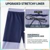 image:imageFT FENTENG Mens Swim Trunks with Compression Liner 9 Board Shorts 2 in 1 Quick Dry Bathing Suits with Zipper PocketsSilver Grayc