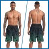 image:imageFT FENTENG Mens Swim Trunks with Compression Liner 9 Stretch Board Shorts 2 in 1 Quick Dry Swimwear Bathing SuitsGradient Green Leafc