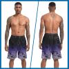 image:imageFT FENTENG Mens Swim Trunks with Compression Liner 9 Stretch Board Shorts 2 in 1 Quick Dry Swimwear Bathing SuitsGradient Lavender Leaf