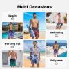 image:imageFT FENTENG Mens Swim Trunks with Compression Liner 9 Stretch Board Shorts 2 in 1 Quick Dry Swimwear Bathing SuitsWatercolor Palm Tree