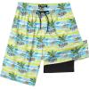 image:imageFT FENTENG Mens Swim Trunks with Compression Liner 9 Stretch Board Shorts 2 in 1 Quick Dry Swimwear Bathing SuitsWatercolor Palm Tree