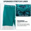 image:imageMens Swim Trunks with Compression Liner 9 Builtin Board Shorts 2 in 1 Quick Dry Bathing Suits with Zipper PocketsTurquoise Tropical Leaves