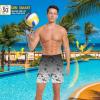 image:imageMens Swim Trunks with Compresssion Liner 7 Swimwear Board Shorts 2in1 Bathing Suits with Zipper PocketsBlack Gradient Leaves