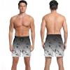 image:imageMens Swim Trunks with Compresssion Liner 7 Swimwear Board Shorts 2in1 Bathing Suits with Zipper PocketsBlack Gradient Leaves