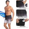 image:imageMens Swim Trunks with Compresssion Liner 7 Swimwear Board Shorts 2in1 Bathing Suits with Zipper PocketsBlack Gradient Palm Leaf