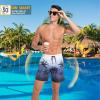 image:imageMens Swim Trunks with Compresssion Liner 7 Swimwear Board Shorts 2in1 Bathing Suits with Zipper PocketsNavy Gradient Palm Leaf