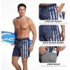 image:imageMens Swim Trunks with Compresssion Liner 7 Swimwear Board Shorts 2in1 Bathing Suits with Zipper PocketsNavy Usa Flag